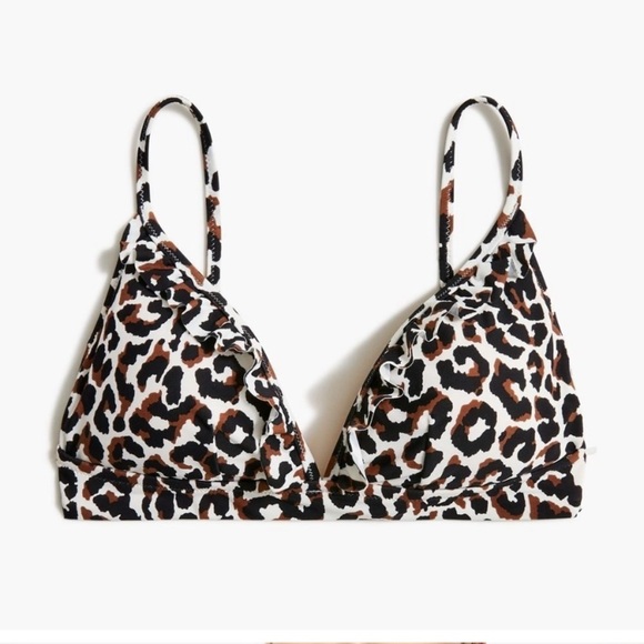 J. Crew Other - !! SOLD!! NWT J Crew Leopard Ruffle French Bikini Top
